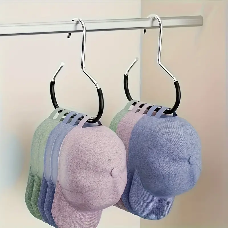 5 stainless steel hat hangers organizer Holder, anti-slip round hooks for wardrobe hangers, suitable for hats, socks, scarves and underwear - a space-saving Compact closet storage solution for hanging clothes