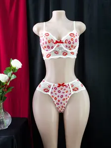 Women's Sexy Curvy Lace Leopard Print Underwear Set, Matching Medium Support Push-Up Bra & Thong, Fitted Unlined Lingerie for All Seasons