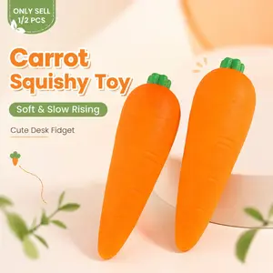 1/2 PCS Carrot Squishy Toy, Realistic Carrot Style Slow Rising Squeeze Fidget, Soft Stretchy Stress Relief Desk Toy With Cute Food Design for Office, Classroom, Home & Daily Play