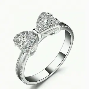 Diamond Ring with Simple and Delicate Bow Design for Women - 1 Simple Bow Ring in Latest Model 2025 for Everyday Wear on Valentine's Day