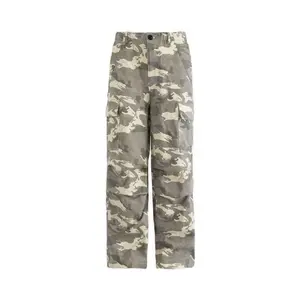 Kyn Apparel American Washed Retro Pocket Wide Leg Loose Casual Straight Paratrooper Pants Men's Trendy Camouflage Pocket Cargo Pants