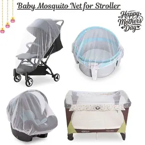 Baby Mosquito Net for Stroller – Reusable Bug Net for Stroller, Pack N Play, Playard & Mini Crib, Portable Durable Baby Insect Netting (White), Mother’s Day Gift