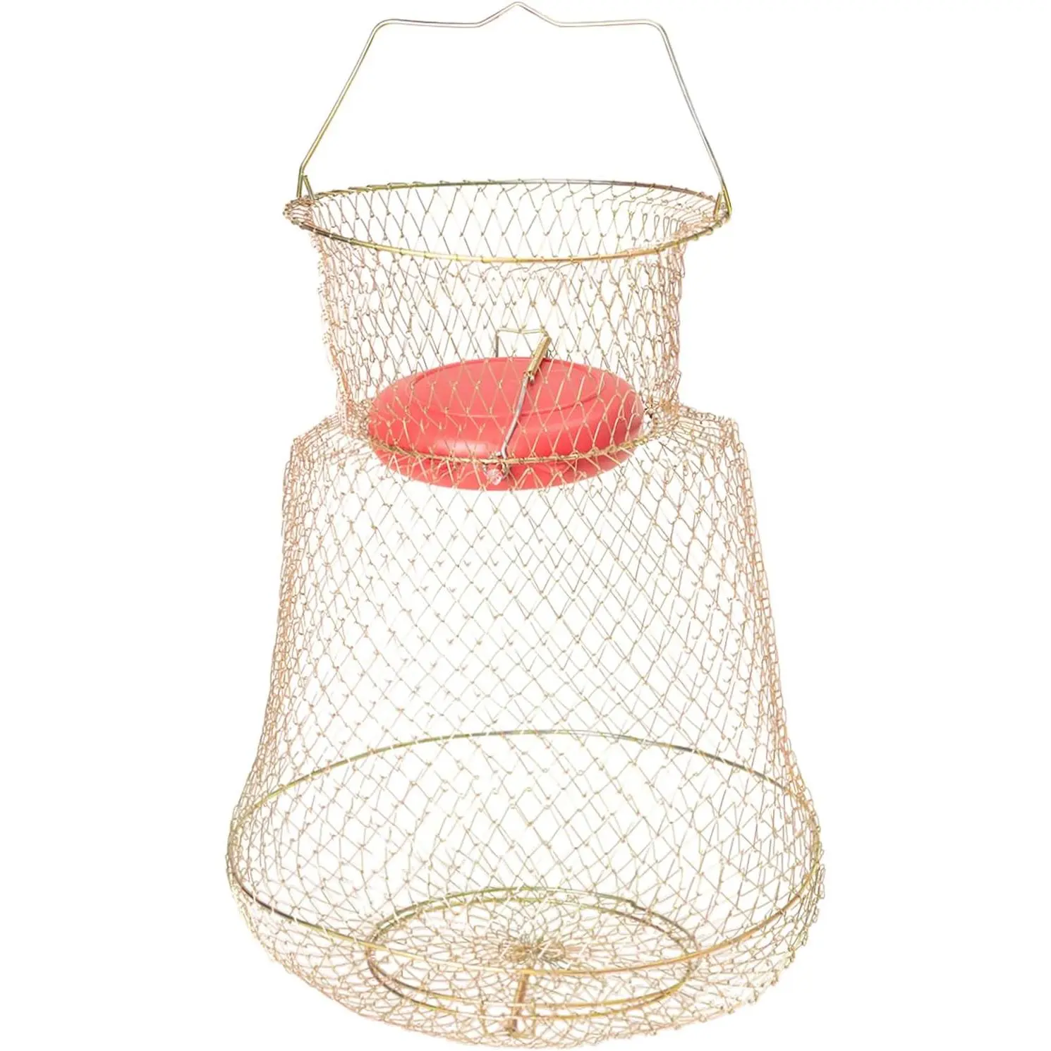 Galvanized Steel Wire Fish Basket, 13" x 17" Collapsible and Portable Floating Trap with 2 Spring-Loaded Doors, Dense Rust-Resistant Wire Net for Anglers