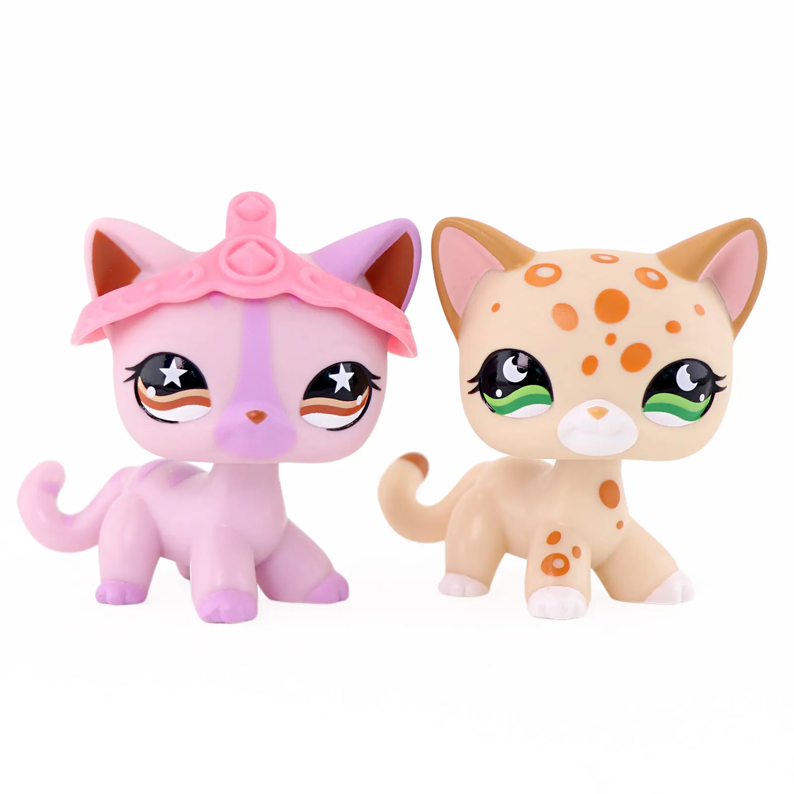 2-Pc Mini Cat Bobble-Head Figurines Set, Collectible Animal Action Toys for Kids, Desktop Decor & Party Favor Gifts
