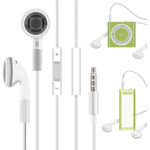 3.5mm Earphone Earbuds Headphones with Remote for Shuffle 2  6, Touch 2G 3G 4G 5G Classic nano6 - White