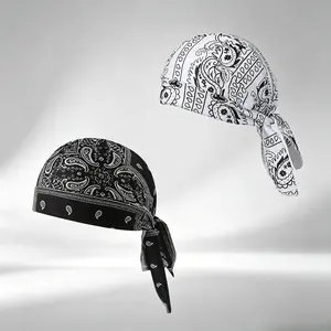 Paisley Cooling Headscarf 2-Piece Set - Multifunctional Pirate Head Wrap, Motorcycle Helmet Liner for Outdoor Activities