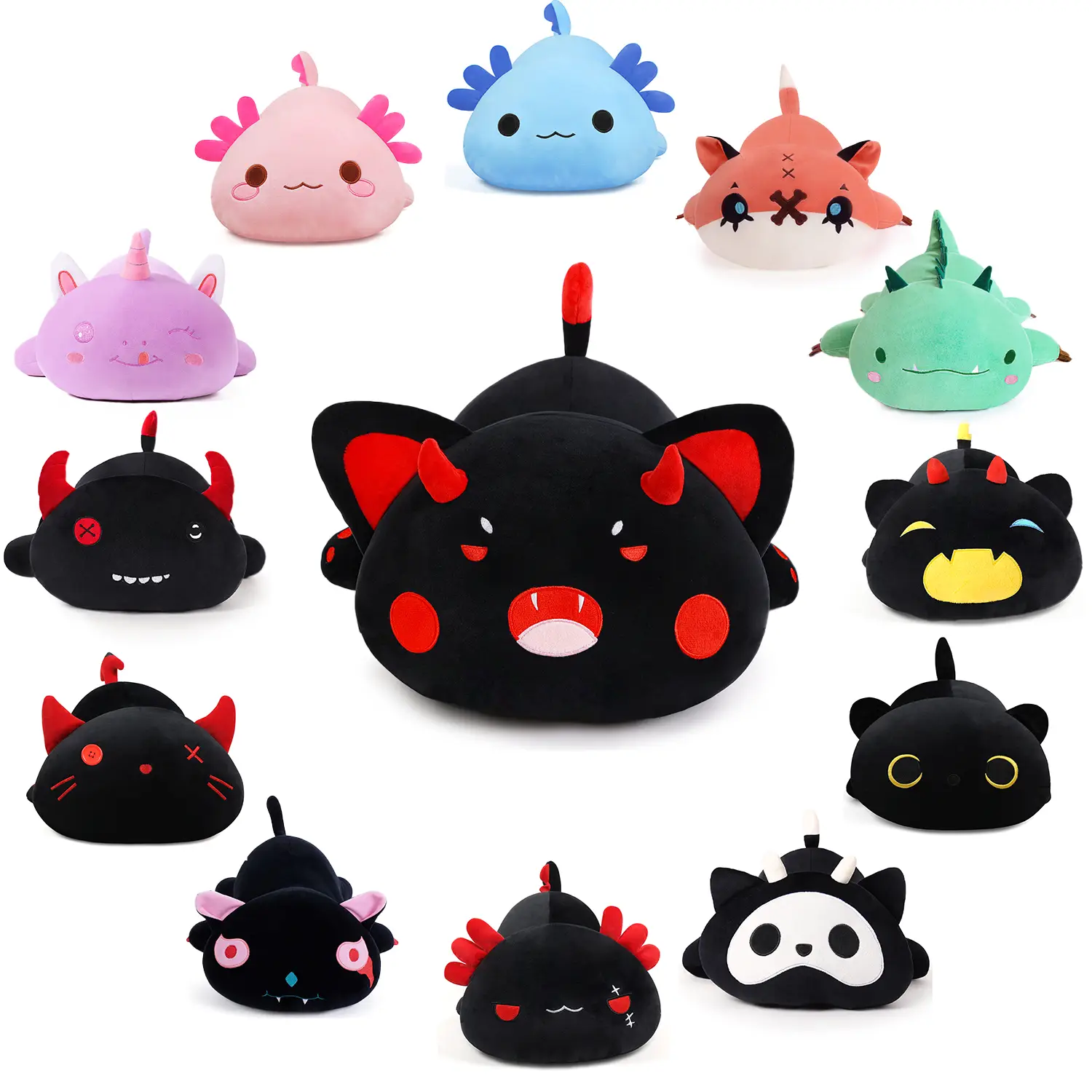 SNOWOLF 11.8" 19.7" Axolotl Plush Pillow Cat Plush Pillow Cute and Soft Axolotl Stuffed Animal Plush Cat Unicorn Dinosaur Fox Plushie Toy Great Gift