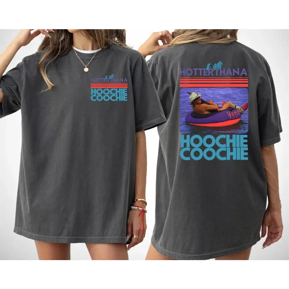 Hotter Than A Hoochie Coochie Comfort Colors Shirt, Funny Country Music Graphic Tee, Vintage Summer T-Shirt, Oversized Aesthetic Outfit, Beach Vacation Shirt Women