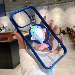 Magnetic Phone Case for iPhone 16 15 Pro Max 14 Plus 16E 13 12 11 X XS XR Ocean Unicorn Pattern TPU Shockproof Anti-Scratch Stylish Smartphone Cover