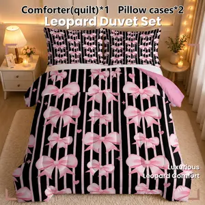 Soft leopard print quilted duvet (with insert), duvet set (includes 2 pillowcases) | Modern bedroom decor comfortable bedding