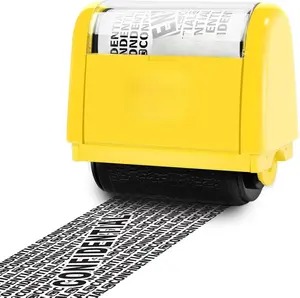 Wide Roller Stamp Identity Theft Stamp 1.5 Inch Perfect for Privacy Protection - Yellow