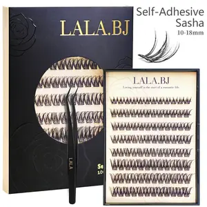 【BLACK GEL】LALA.BJ DIY Eyelashes Self Adhesive Lash Clusters Mother‘s Day Gift Pre glued Eyelash Clusters No Glue Needed Lashes Wispy D-curly Cluster Eyelash extensions 10-16mm Individual Lashes