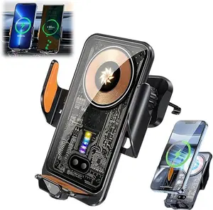 Wireless Car Charger Fast Auto Clamping Car Charger Phone Holder fit for iPhone 16 15 14 13 12 11 Pro, Samsung Galaxy S23 S22 S21, etc Smartphone Cellphone Charging Mobile Electronic