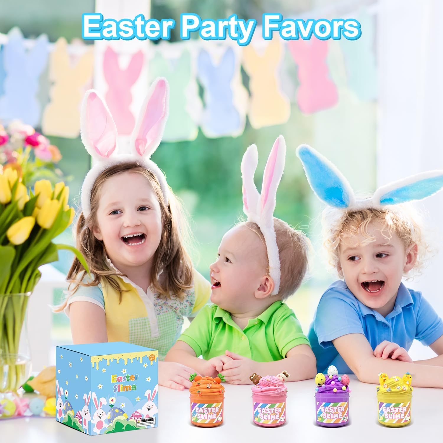 Easter Basket Stuffers for Kids 4 Pack – Easter Slime with Charms, Party Favors & Non-Candy Treats for Girls & Boys 8-12 – Goodie Bag Fillers & Easter Gifts