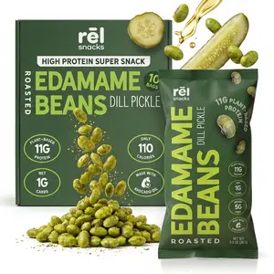 Rel Snacks Dill Pickle Crunchy Roasted Edamame Beans 0.9OZ Protein Fiber High Protein Low Carb Keto Friendly Snack ( 10 Pack  )