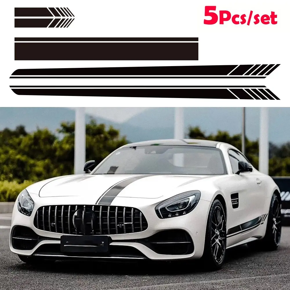 Universal 5pcs/pack Trendy Striped Car Stickers, Body/rearview Mirror/cap Universal Decoration, Car Decal Modification Set, Trendy Car Decals, Vehicle Exterior Decoration, Automotive Decoration