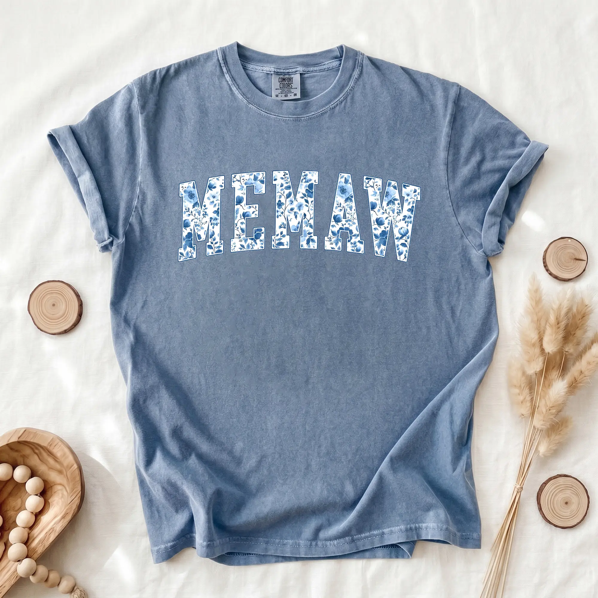 Comfort Colors Floral Memaw T-Shirt, Vintage Grandma Graphic Tee, Cute Family Gift Shirt, Retro Floral Aesthetic Top, Mother's Day Gift