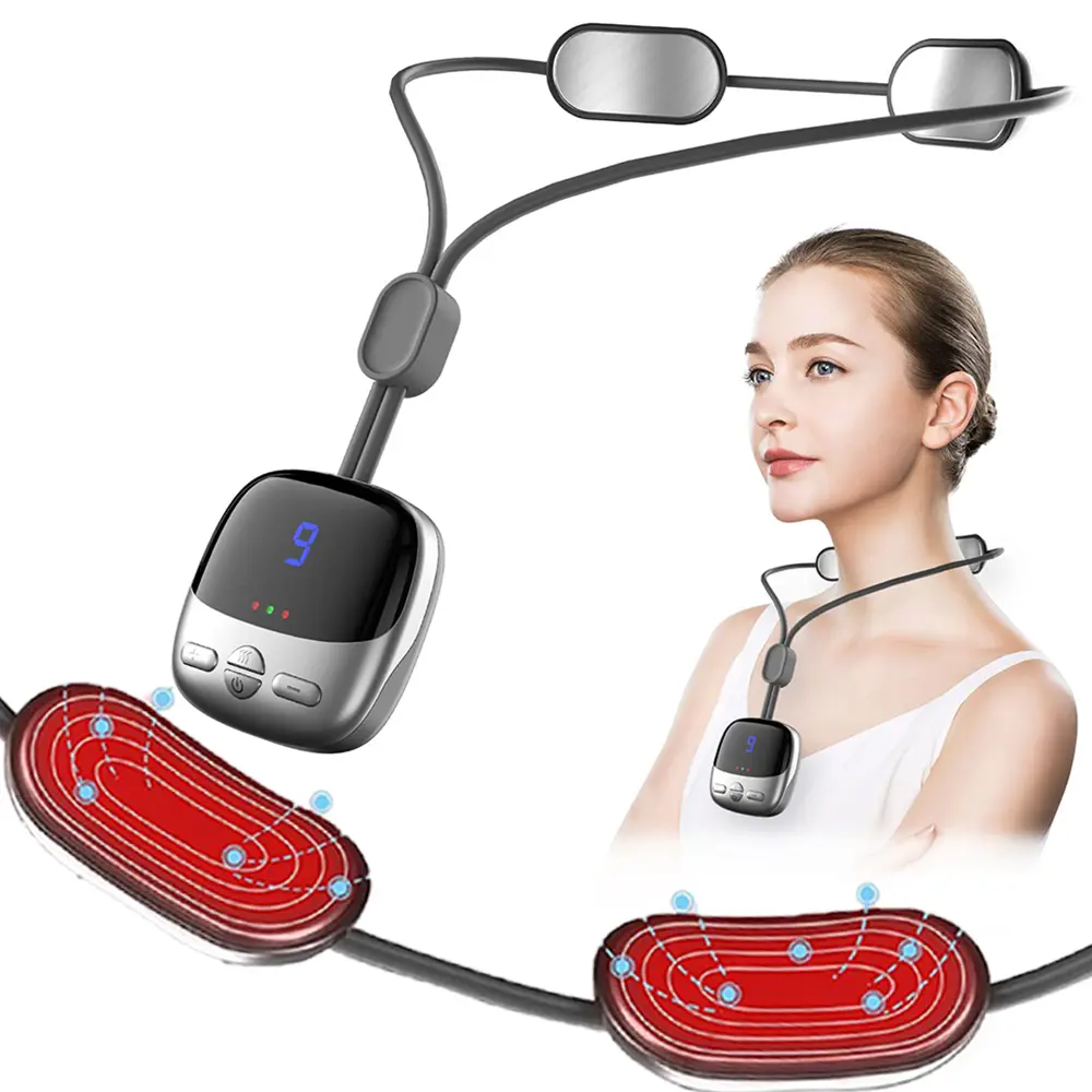 Adjustable Ergonomic Lightweight Rechargeable EMS Neck Massager with Heat Therapy, 600mAh Easy-Carry EMS Device, 19.2*14*4cm Universal USB Port Mobile Light Accessory for Phones & Electronics