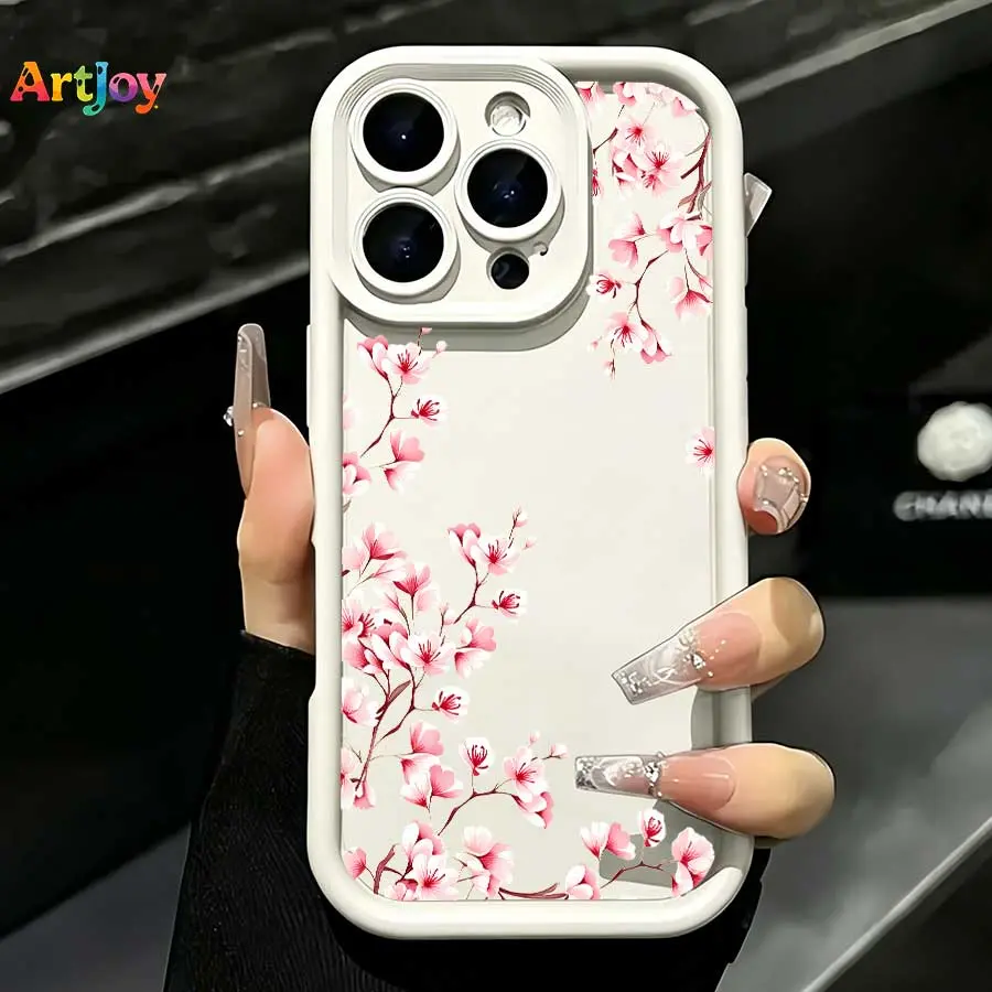 Watercolor Sakura Corner Branch Floral Matte Silicone Case,For Galaxy S25, S24, S23, S22, S21 PLUS, FE And Ultra,A33 Compatible With For Iphone17 Pro Max, 16, 15, 14 And 13. It Makes A Perfect Gift For Birthdays, Holidays, Tpu, Accessories, Smartphone, Du