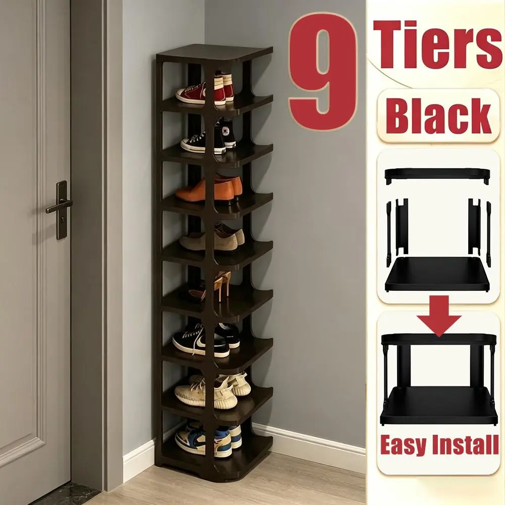 Small Dorm Narrow Footwear Rack,5 &8 Tier Vertical Freestanding Shoe Organizer, Slim Corner Entryway Storage, Stackable Shoe Stand, Quick Assembly, Hallway, Closet, Apartment White Minimalist Shoe Shelf