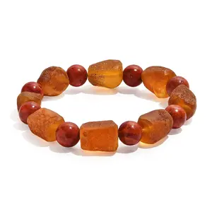 Baltic Amber and Coral Stretch Bracelet Christmas Gifts
