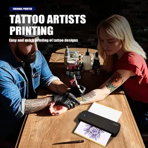 Portable Tattoo Paper Printer, Compatible with Thermal Paper, Bluetooth-compatible & USB Connection, Includes 1 Roll, 10 Sheets, Various Sizes, Portable Thermal Printers