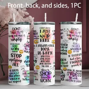 1pc 20oz stainless steel water bottle, printed with colorful graffiti style emoji collection design straw cup, suitable for fitness, travel, driving and daily use at home. Funny Dad Tumbler, a gift for family and friends