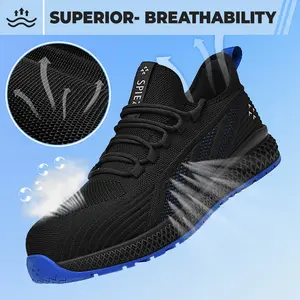 SPIEZ Men's Breathable Safety Sneakers - Composite Toe, Lightweight Design, Round Toe, Laces Closure, All Seasons Footwear for Women & Men Closed Boy Bathroom Walking Shoes