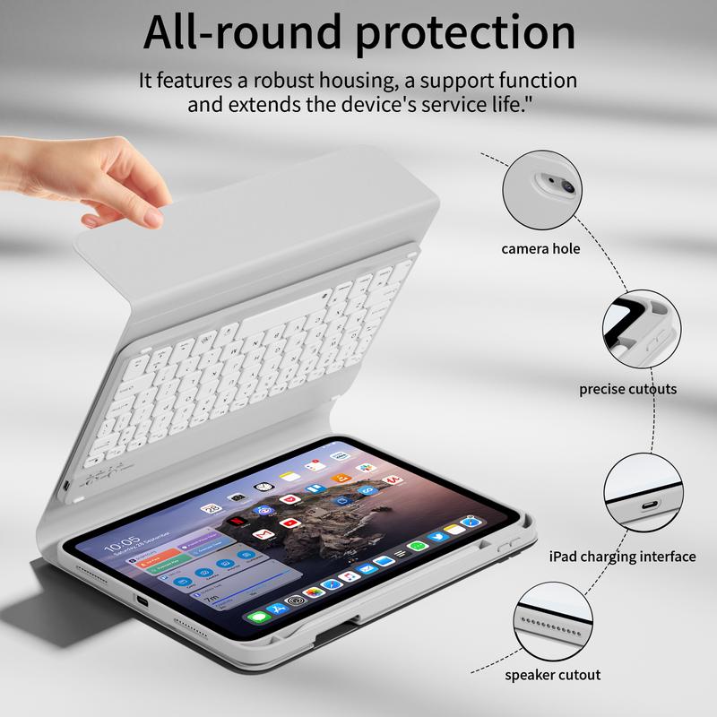 Kenke Backlit Magnetic Bluetooth Keyboard Case Foldable Multi-Angle Cover with Pencil Holder Color Options For iPad (A16)11th/10th Gen11/10.9''2025/2022,iPad Air11''M3/M2 2025/2024,Air5th/4th Gen10.9''2022/2020