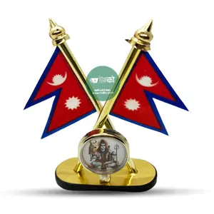 Flag of Nepal Dashboard Stand with Shiva Flag of Nepal Dashboard Stand with Shiva