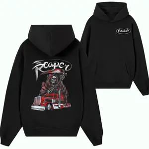 Peterbilt The Reaper Hoodie, Red Big Rig Grim Reaper Graphic Sweatshirt, Unisex Long Haul Truck Driver Hoodie for Men Women, Retro Diesel Power Streetwear Outfit for Truckers