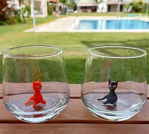 3D Stemless Drinking Glass Cup with Handmade Glass Animal Figurines Inside Perfect for Water Wine Milk Beverages Easter Christmas Birthday Gift