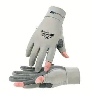 Two Fingerless Viscose Breathable Sweat-absorbing Glove for Driving, Cycling, Fishing, Lightweight, Sun Protection, Suitable Men and Women