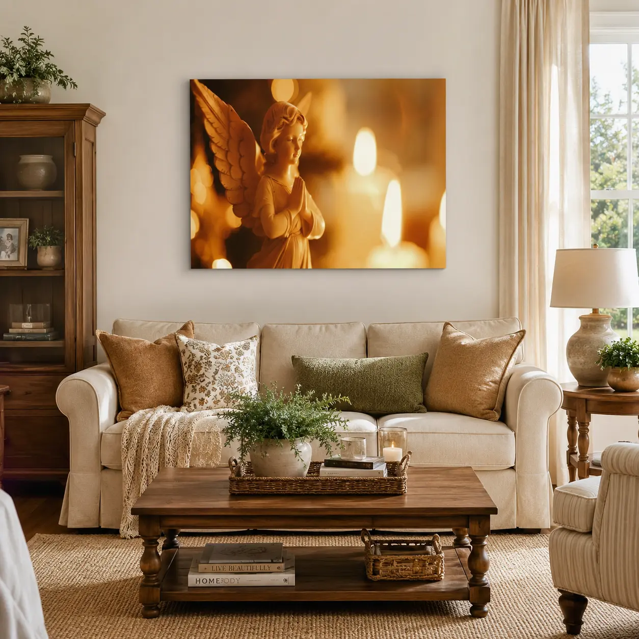 Decorative Canvas 3:4--angel with candlelight print(Customizable design available)