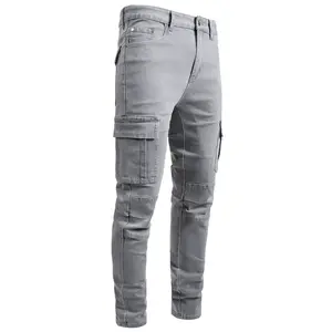 JUNBAOSS Menswear Men's Slim Fit Stretch Cotton Jeans - Street Style, Casual, Classic, Distressed Straight Leg, 5-Pocket, Plain Pockets, Durable, Comfortable Denim Pants