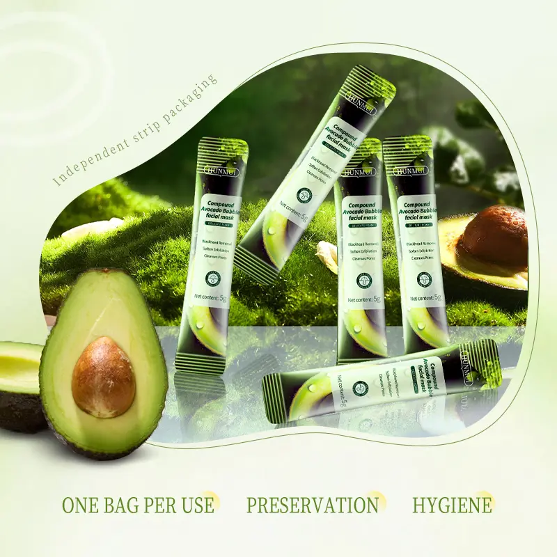 Avocado Compound Acid Bubble Mask, Single Use Exfoliating Mask For Blackheads & Large Pores, Deep Clean Oil Control Facial Mask 12 Sticks