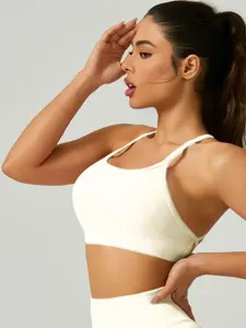 Women's Seamless High Elastic Quick-Dry Sports Bra, Shock Absorption Cross Back Yoga Fitness Running Underwear, Athletic Workout Tank Top, Impact Sports Bra