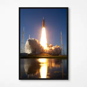 Artemis II Launch Poster, NASA Moon Mission Print, Rocket Liftoff Wall Art