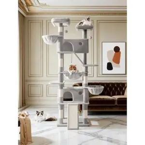 81 Inches Tall Cat Tree, Multi-Level Large Cat Tower with Condo, Hammock & Sisal Scratching Posts, Wide Stable Base, Multiple Colors & Leopard Print