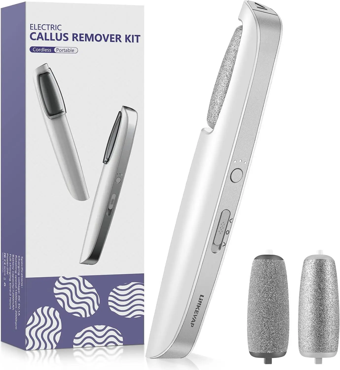 LINKEVAP Electric Callus Remover for Feet, Professional Pedicure Kit Foot Scrubber for Dry, Dead, Cracked, Hard Skin, at Home Feet Spa Care Kit for Me