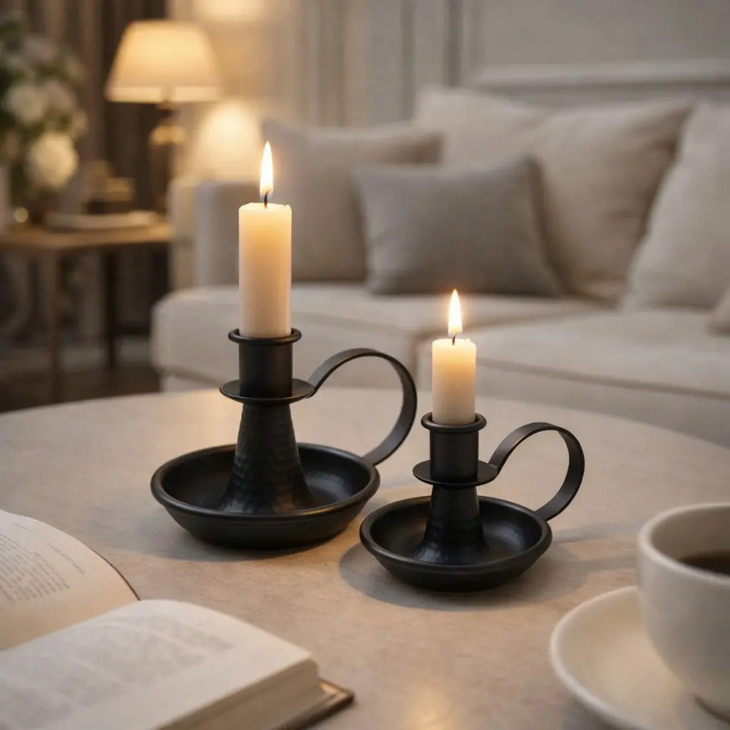 Vintage Candlesticks Wrought Iron Cone Set 2 Pieces Ideal for Weddings Parties Living Room Home Dining Tables Fireplace Mantel Decorations