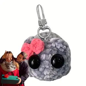 Adorable Sad Hamster Keychain - Knitted Fabric Doll with Hook, Perfect for Valentine's & Christmas Gifts keychain gift
