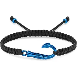 Cremation  Urn Bracelet for Ashes Stainless Steel Adjustable Memorial Bracelet for Men Women Fish Hook Braided Rope Design Human Pet Loss Sympathy
