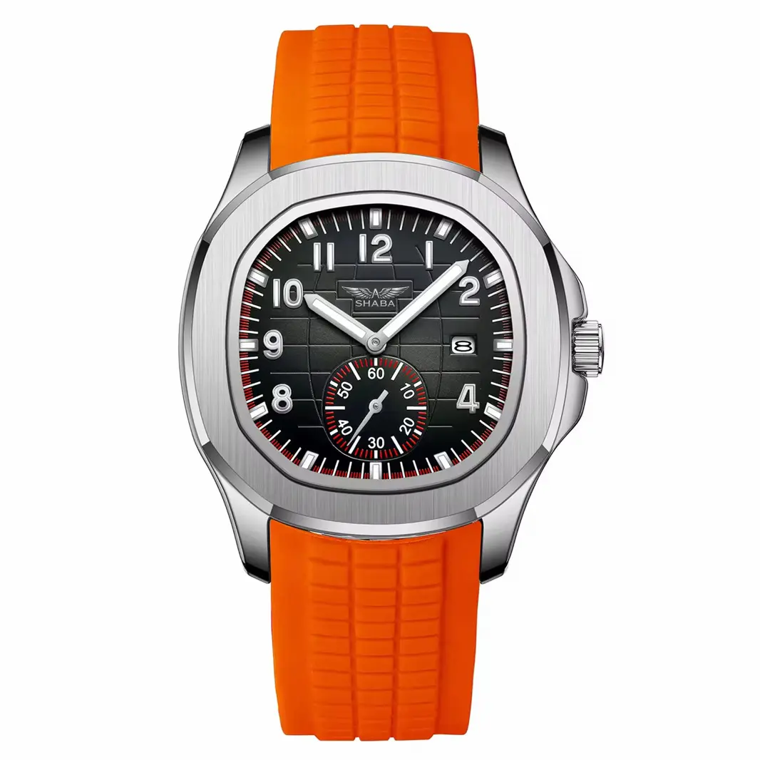 Shaba  Men's Watch with Brown Strap and Rose Gold Case, Analog Display, and Brown Dial