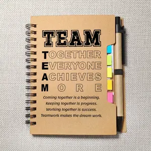 1 Set Employee Appreciation Gift - Motivational Mini Spiral Notebook Workbook with Ballpoint Pen - Inspirational Thank You Gifts for Staff, Colleagues & Teachers - Christmas/Thanksgiving Corporate Rewards (Brown), Motivational Message