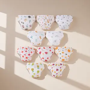 5-Pack Newborn Training Pants, Washable Breathable Diaper Pants with Cute Vehicle Patterns, Elastic Waistband, Striped Cuffs, Unisex Baby Potty Training, Washable Diapers