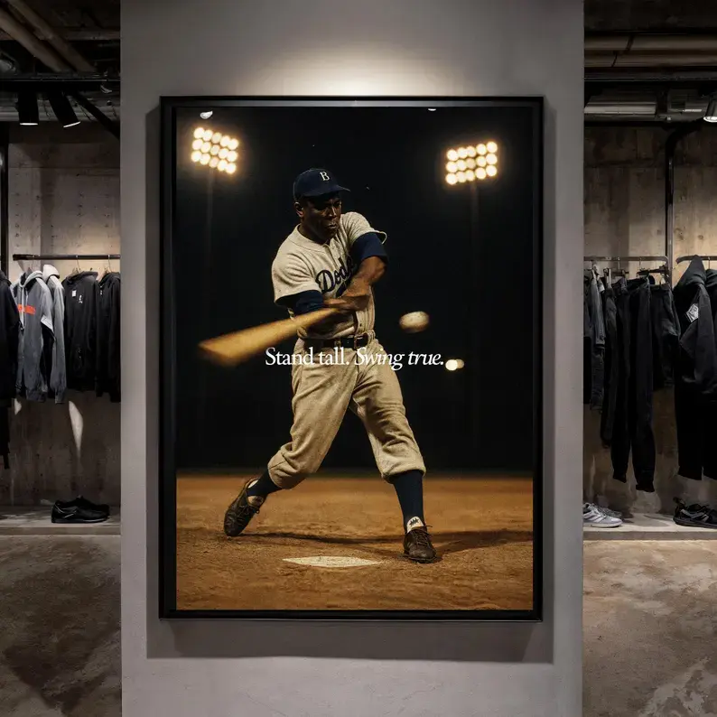 Jackie Robinson Poster – Baseball Wall Art with Quote – Sports Art for Gym Office Gift Decor