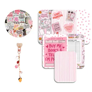 Pink Bookish Kindle Accessory Case Bundle, Paperwhite and Colorsoft 11th & 12th Gen, E-reader Accessory Bundle, Kindle Refresh Cardstock Insert Stickers Clear Case, Kindle Charm