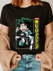 100% Cotton Deku Posing With Logo Anime T-Shirt