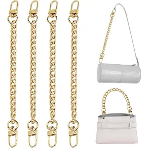4 count Purse Chain Strap, Flat Handbag Replacement Strap with Metal Buckles Purse Strap Extender Bag Accessories Decoration for Wallets & Handbags (7.87 Inches, Light )